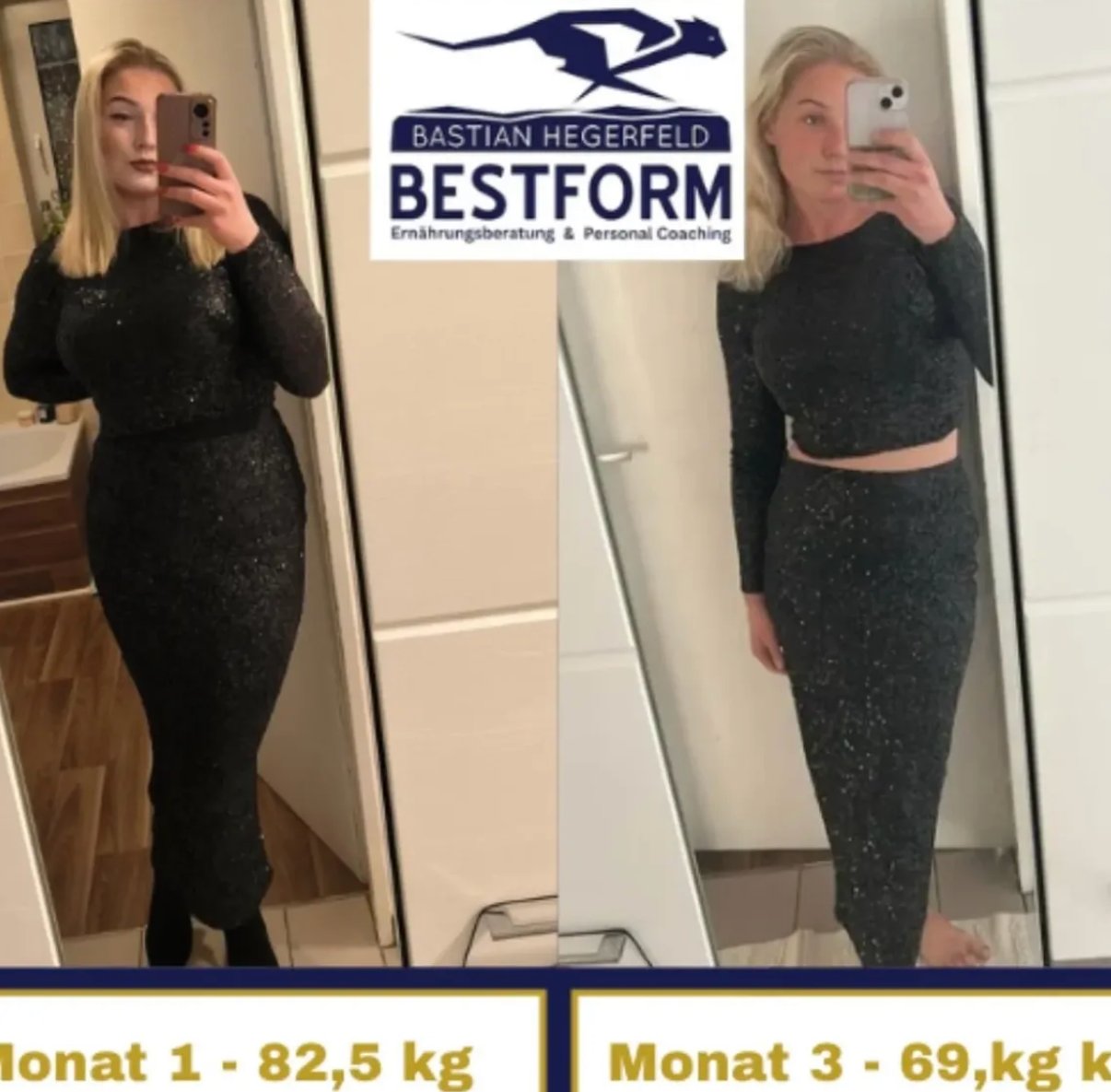 Klientin: 82,5 → 69 kg