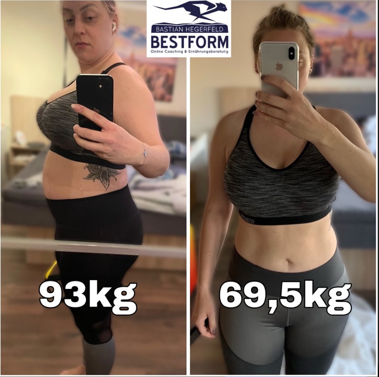 Klientin: 93 → 69,5 kg
